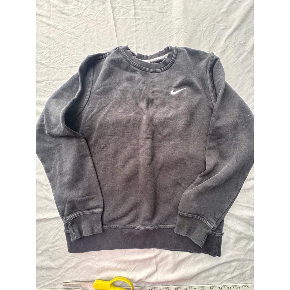 Nike Sportswear Crewneck Sweatshirt Black White Swoosh Fleece Pullover Medium